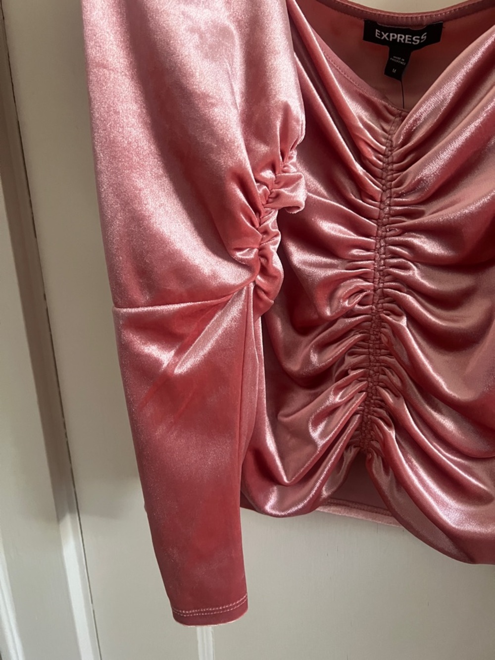 Velvet Rose Ruched Square-Neck Blouse - Picture 6 of 7